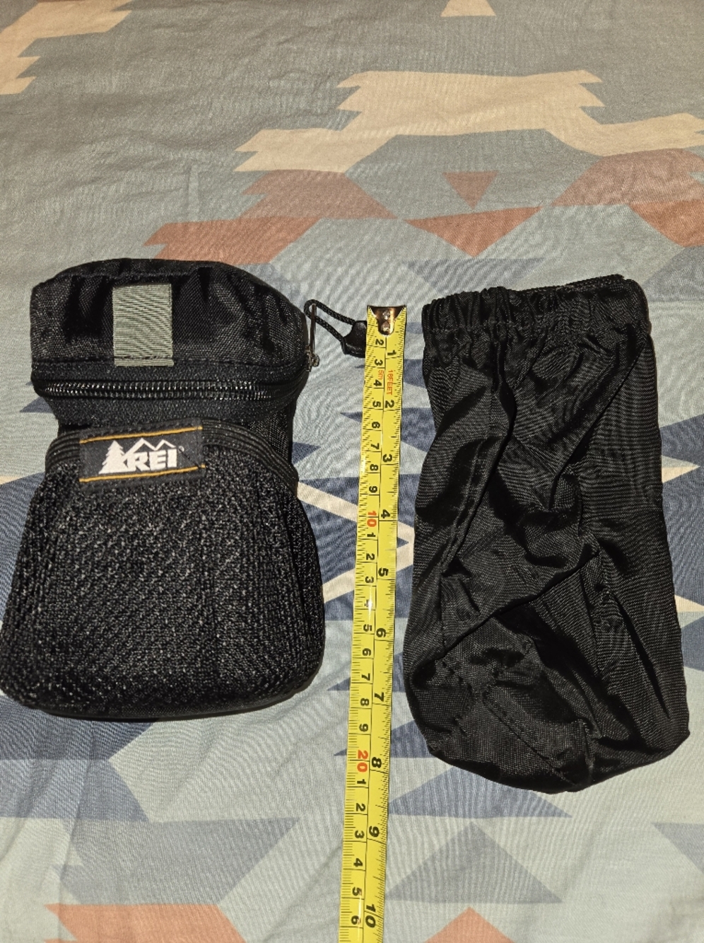 REI Black Padded Zippered Small Gear Pouch Plus Nylon Water Bottle Holder